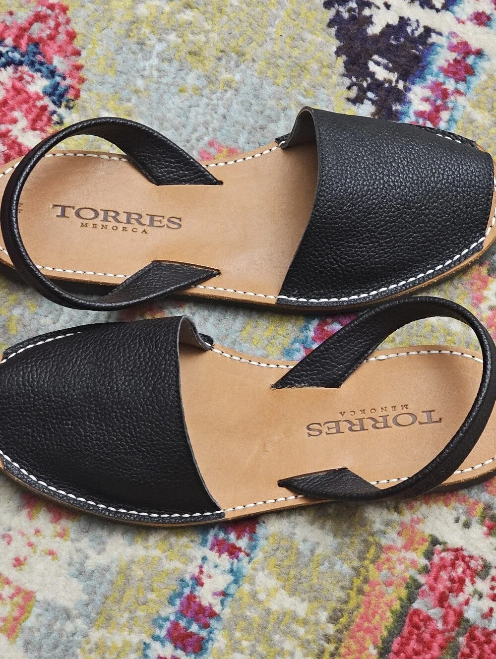 Torres Menorca Menorquinas Sandals Mens Size EU 44 / US 11 Black Pebbled Leather